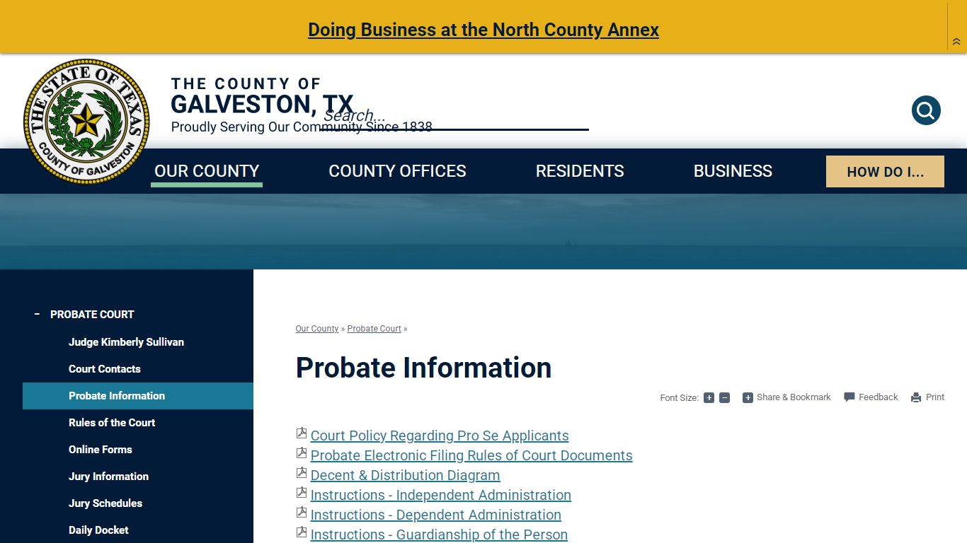 Probate Information | Galveston County, TX